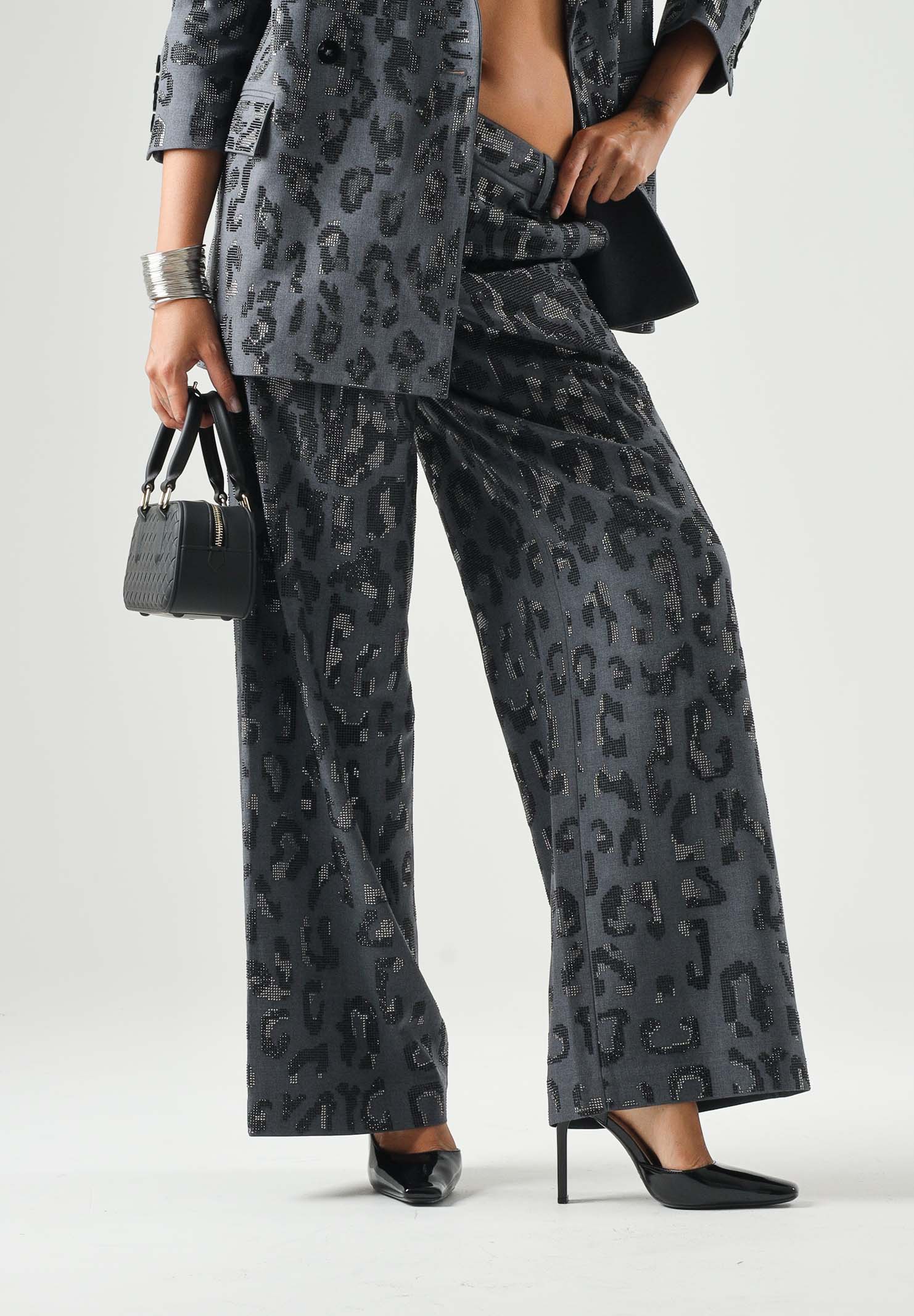 PINKO Pantaloni JEEP grey dark, grigio scuro da donna  con stampa animalier 107520A3GO I90 PINKO 
