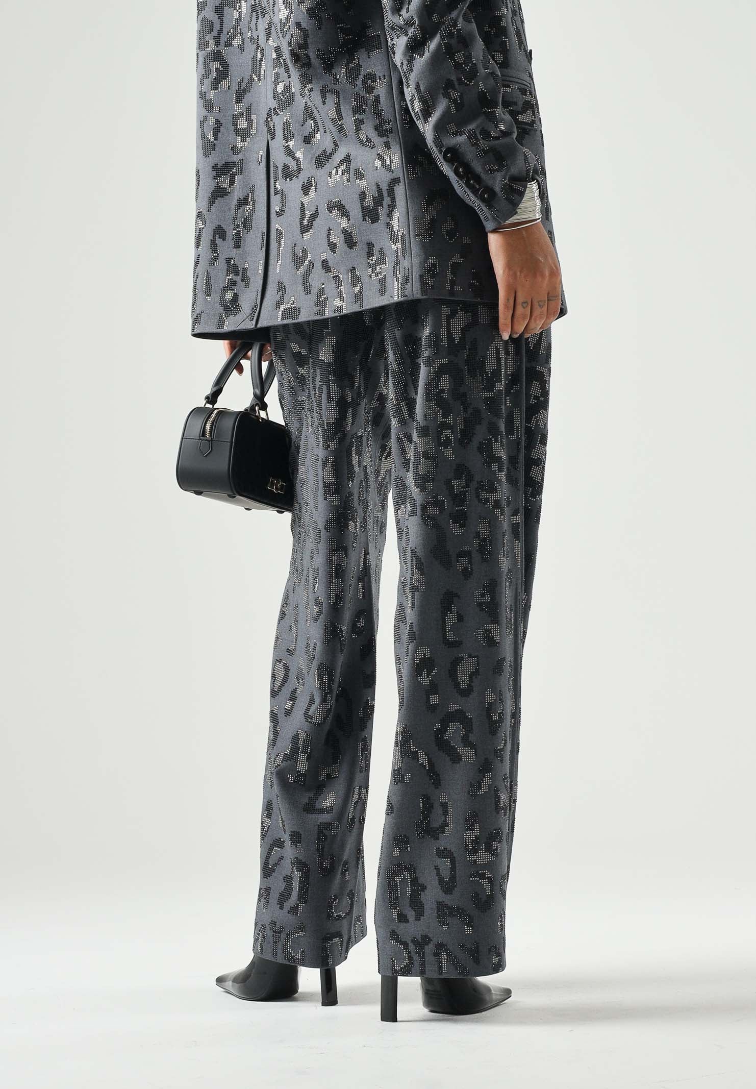 PINKO Pantaloni JEEP grey dark, grigio scuro da donna  con stampa animalier 107520A3GO I90 PINKO 
