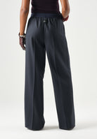 PINKO Pantaloni PHAIUS palazzo in misto lana blu, da donna, con motivo a spiga effetto mosso. 107560A3IF G03 PINKO 