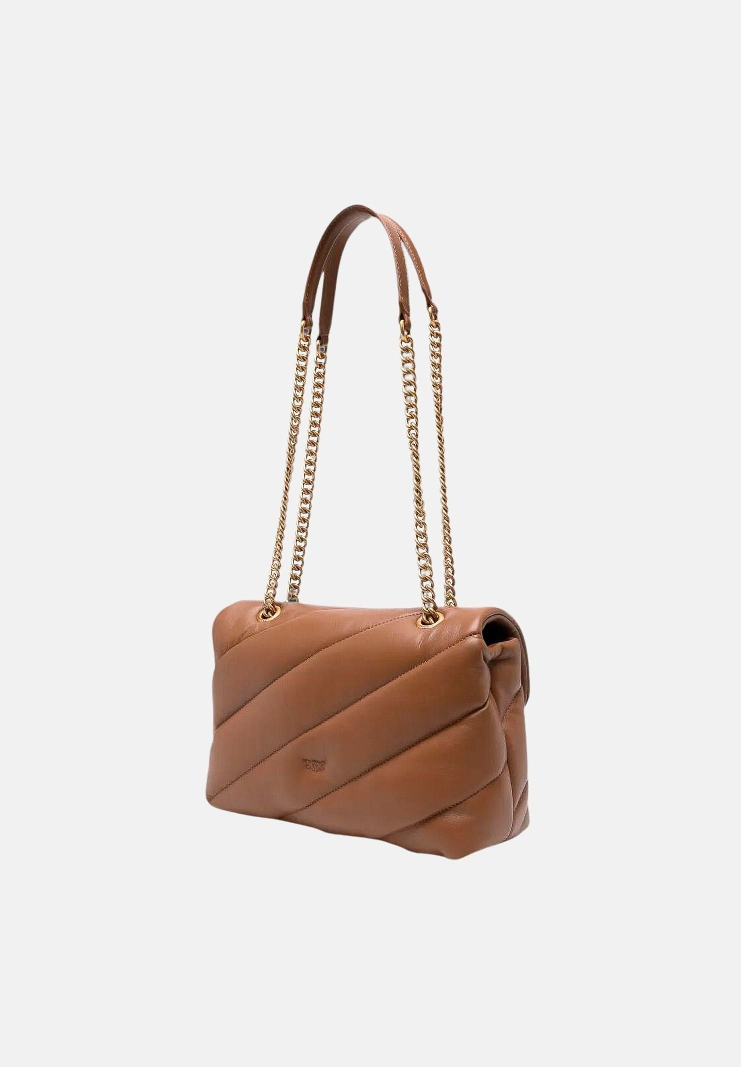PINKO Borsa a tracolla Love Puff Classic marrone cognac per donna con trapuntatura chevron 107616A0F2 M37Q PINKO 