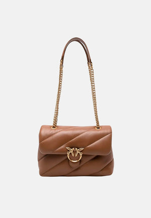 PINKO Borsa a tracolla Love Puff Classic marrone cognac per donna con trapuntatura chevron 107616A0F2 M37Q PINKO 