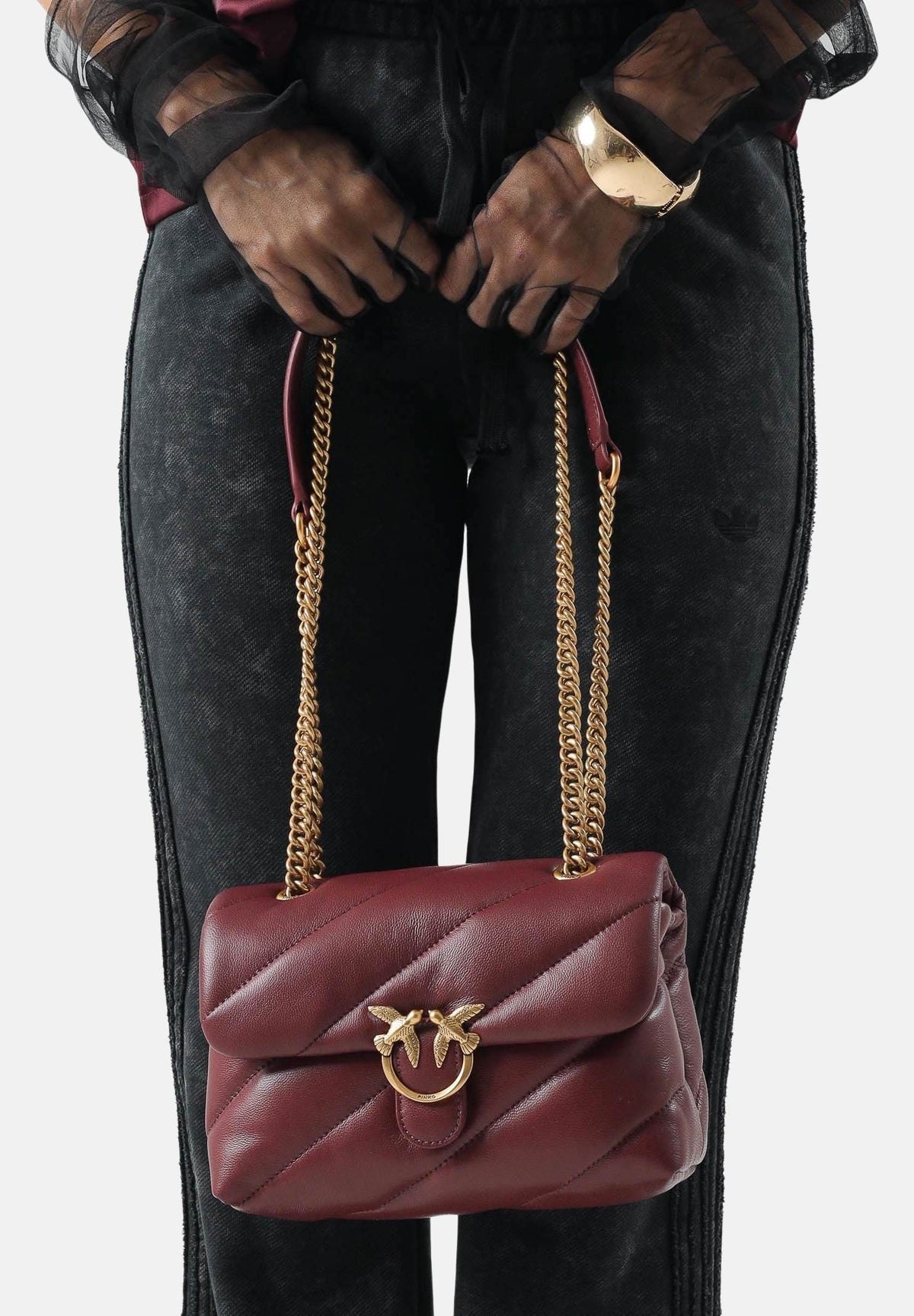 PINKO Borsa LOVE PUFF CLASSIC Ribes intenso bordeaux da donna con trapuntatura chevron 107616A0F2 WW5Q PINKO 