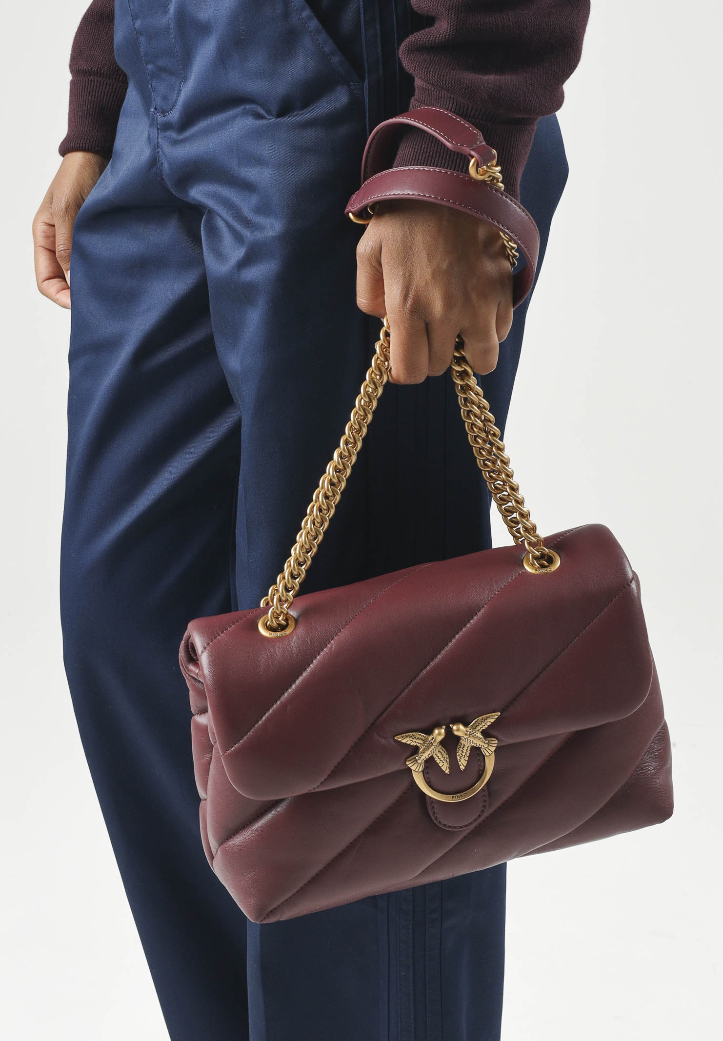 PINKO Borsa a tracolla LOVE PUFF CLASSIC Ribes intenso bordeaux da donna con trapuntatura chevron 107616A0F2 WW5Q PINKO 