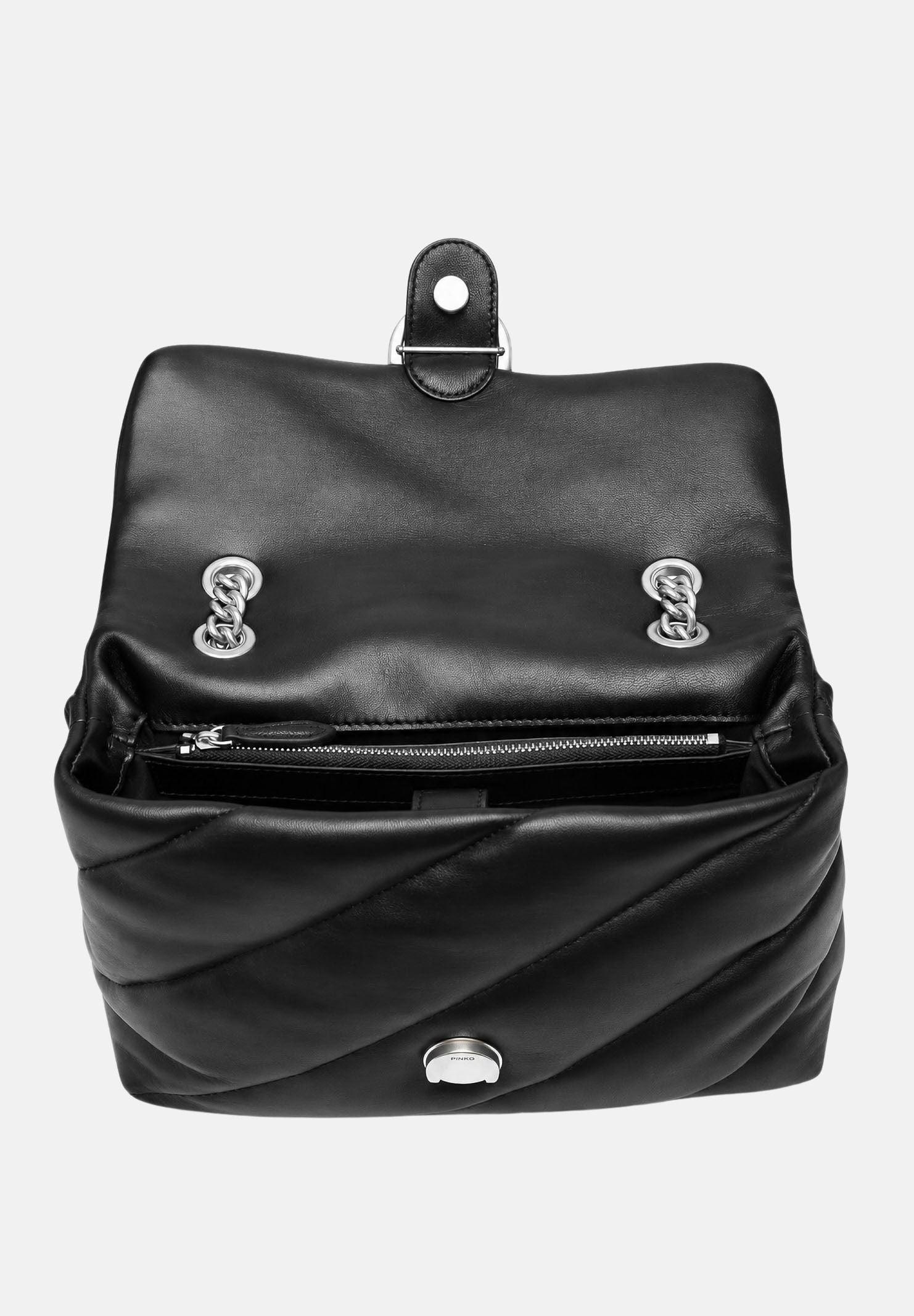 PINKO Borsa LOVE PUFF CLASSIC old silver-nero da donna con maxi trapuntatura obliqua 107616A0F2 Z99O PINKO 