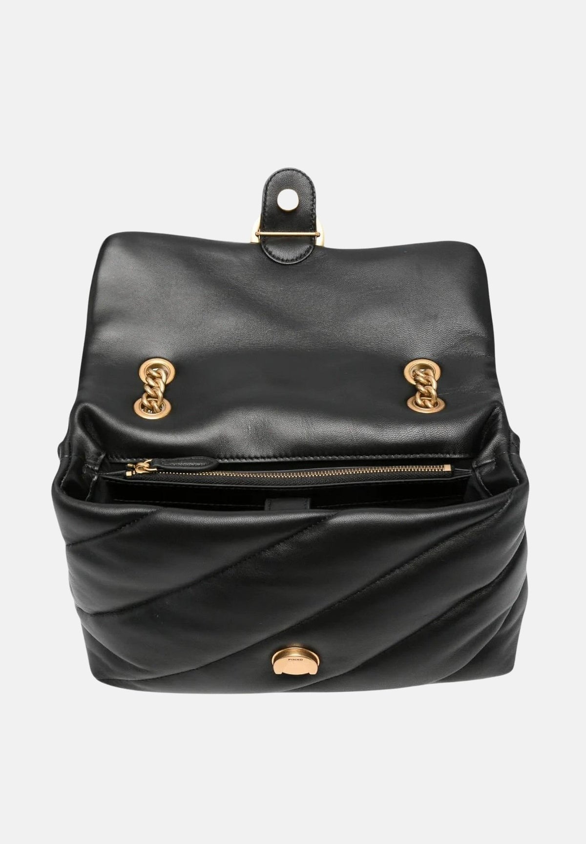 PINKO Borsa a tracolla LOVE PUFF CLASSIC Nero-Antique Gold nero da donna con trapuntatura chevron 107616A0F2 Z99Q PINKO 