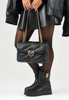 PINKO Borsa LOVE PUFF CLASSIC Nero-Antique Gold nero da donna  con maxi trapuntatura obliqua 107616A0F2 Z99Q PINKO 