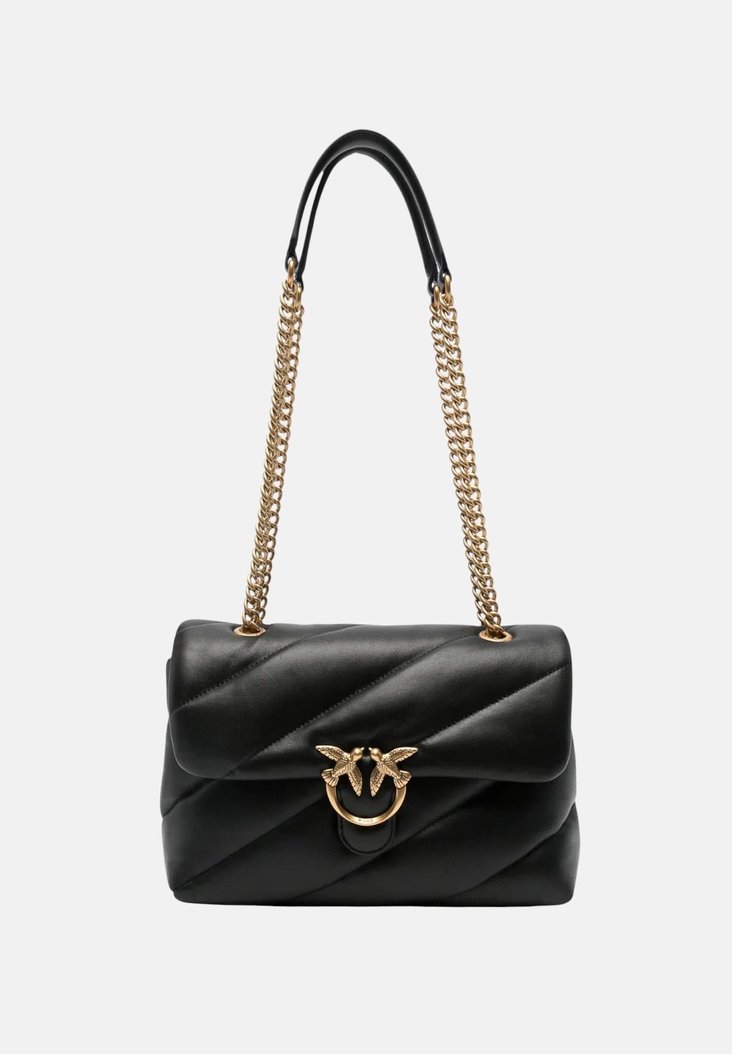 PINKO Borsa LOVE PUFF CLASSIC Nero-Antique Gold nero da donna  con maxi trapuntatura obliqua 107616A0F2 Z99Q PINKO 