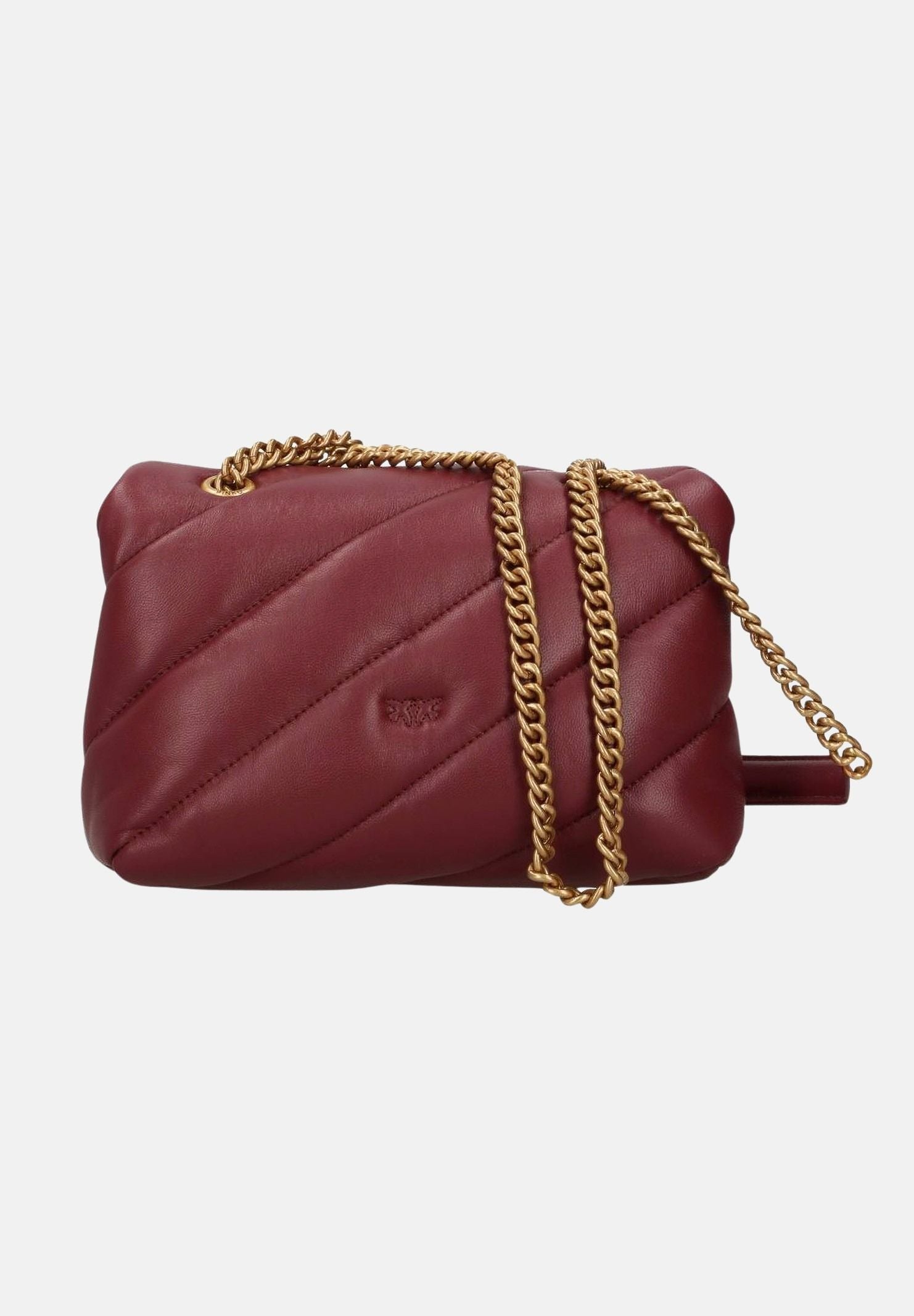 PINKO Borsa LOVE PUFF MINI Ribes Intenso-Antique Gold Bordeaux da donna con maxi trapuntatura obliqua 107617A0F2 WW5Q PINKO 
