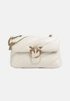 PINKO Borsa LOVE PUFF MINI seta-antique gold bianco da donna con maxi trapuntatura obliqua e fibbia Love Birds<BR/> 107617A0F2 Z14Q PINKO 
