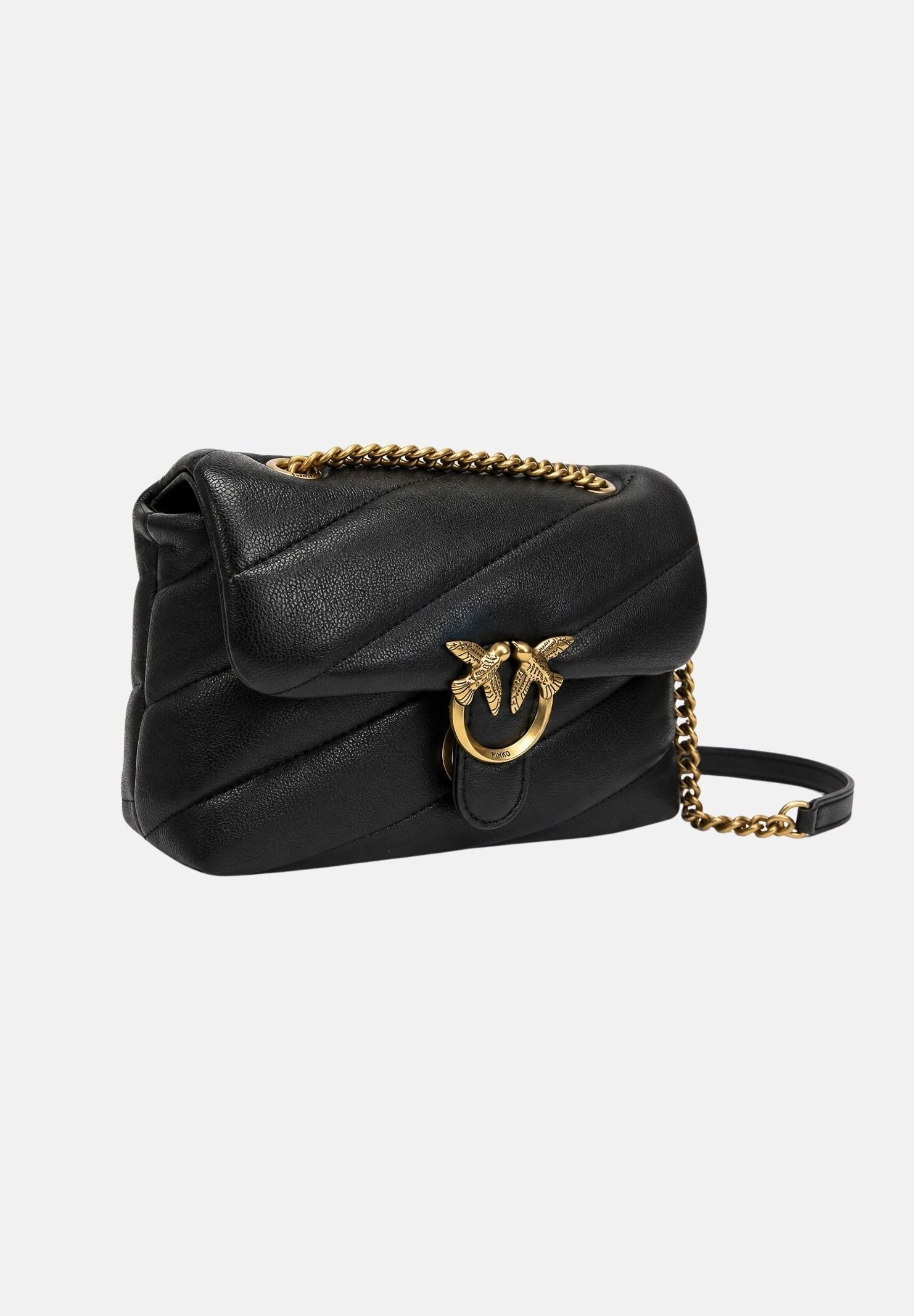 PINKO Borsa BABY LOVE BAG PUFF MAXI QUILT Antique-gold nero da donna con maxi trapuntatura obliqua 107618A0F2 Z99Q PINKO 