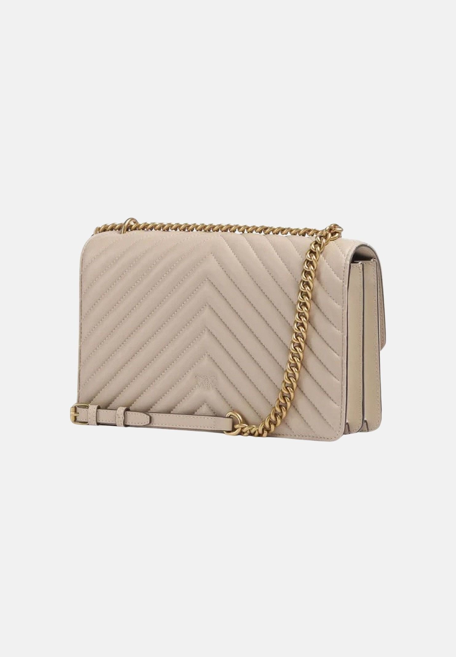 PINKO Borsa a tracolla LOVE BAG ONE CHEVRON NEW BUCKLE Beige da donna, in nappa trapuntata con fibbia Love Birds.<BR/> 107619A0GK C50Q PINKO 