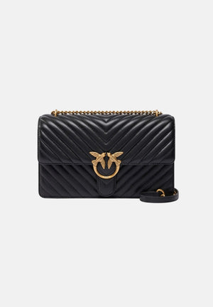 PINKO Borsa a tracolla LOVE CLASSIC MEDIUM CHEVRON nera da donna con lavorazione trapuntata chevron. 107619A0GK Z99Q PINKO 
