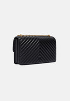PINKO Borsa a tracolla LOVE CLASSIC MEDIUM CHEVRON nera da donna con fibbia Love Birds Diamond 107619A0GK Z99Q PINKO 
