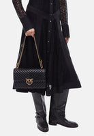 PINKO Borsa a tracolla LOVE CLASSIC CHEVRON nera da donna<BR/> con fibbia Love Birds Diamond 107619A0GK Z99Q PINKO 