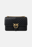 PINKO Borsa a tracolla nera per donna con elegante motivo trapuntato a chevron e iconica fibbia metallica Love Birds. 107620A0GK Z99Q PINKO 