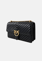 PINKO Borsa a tracolla nera per donna con elegante motivo trapuntato a chevron e iconica fibbia metallica Love Birds. 107620A0GK Z99Q PINKO 