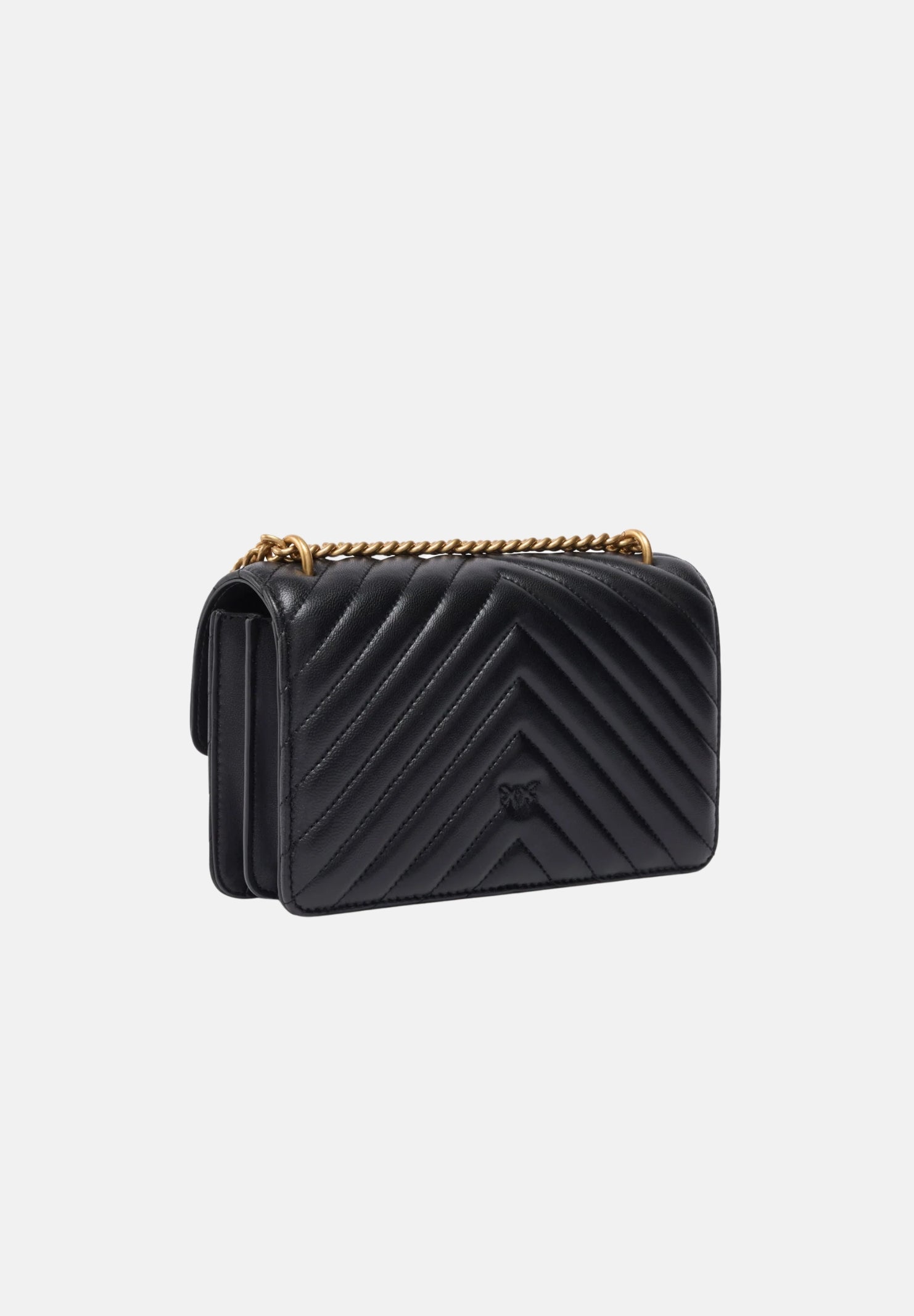 PINKO Borsa a tracolla nera per donna con elegante motivo trapuntato a chevron e iconica fibbia metallica Love Birds. 107620A0GK Z99Q PINKO 