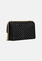 PINKO Borsa a tracolla nera per donna con elegante motivo trapuntato a chevron e iconica fibbia metallica Love Birds. 107620A0GK Z99Q PINKO 