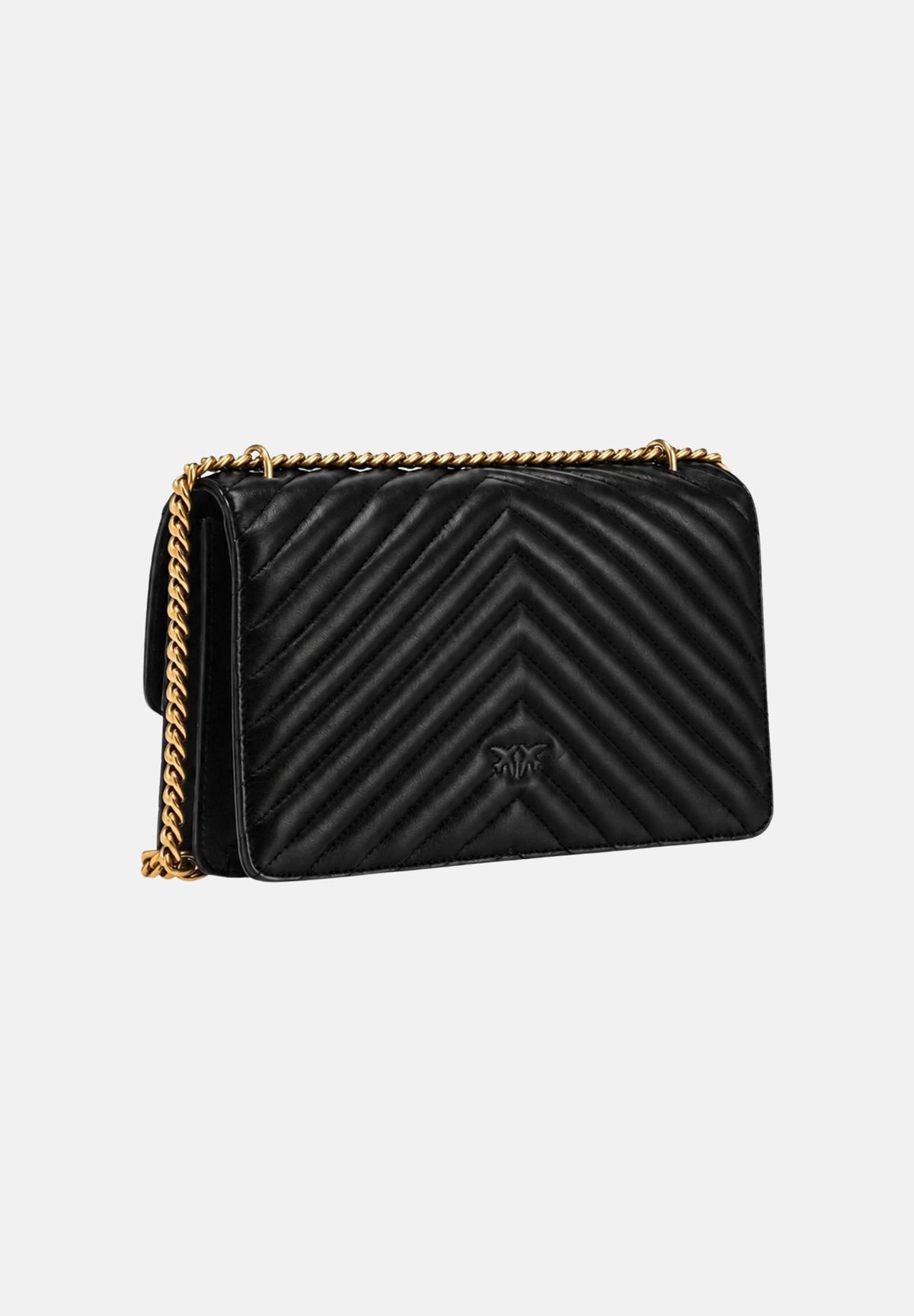 PINKO Borsa a tracolla nera per donna con elegante motivo trapuntato a chevron e iconica fibbia metallica Love Birds. 107620A0GK Z99Q PINKO 
