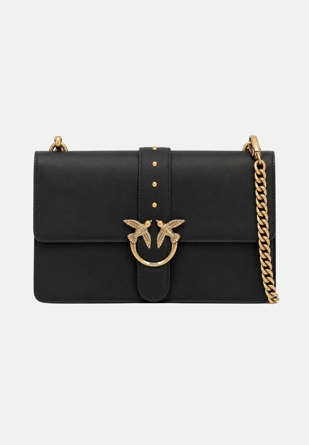 PINKO Borsa LOVE ONE CLASSIC nero antique gold da donna con finitura liscia 107621A0F1 Z99Q PINKO 