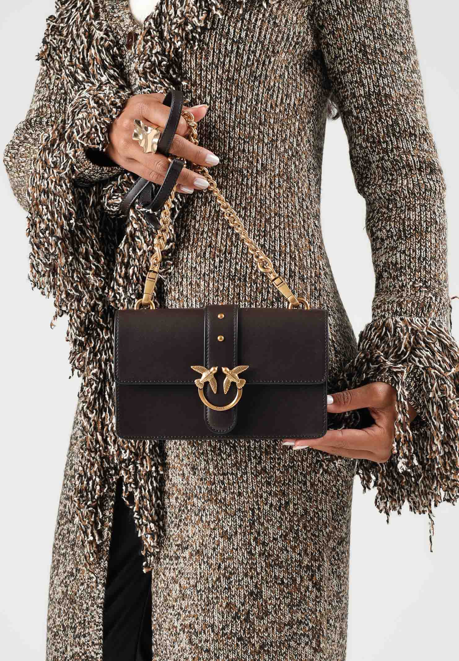 PINKO Borsa con tracolla  LOVE ONE MINI marrone marasca da donna con finitura liscia 107622A0F1 M12Q PINKO 