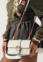 PINKO Borsa LOVE ONE MINI antique gold, bianco-seta, da donna con fibbia Love Birds 107622A0F1 Z14Q PINKO 