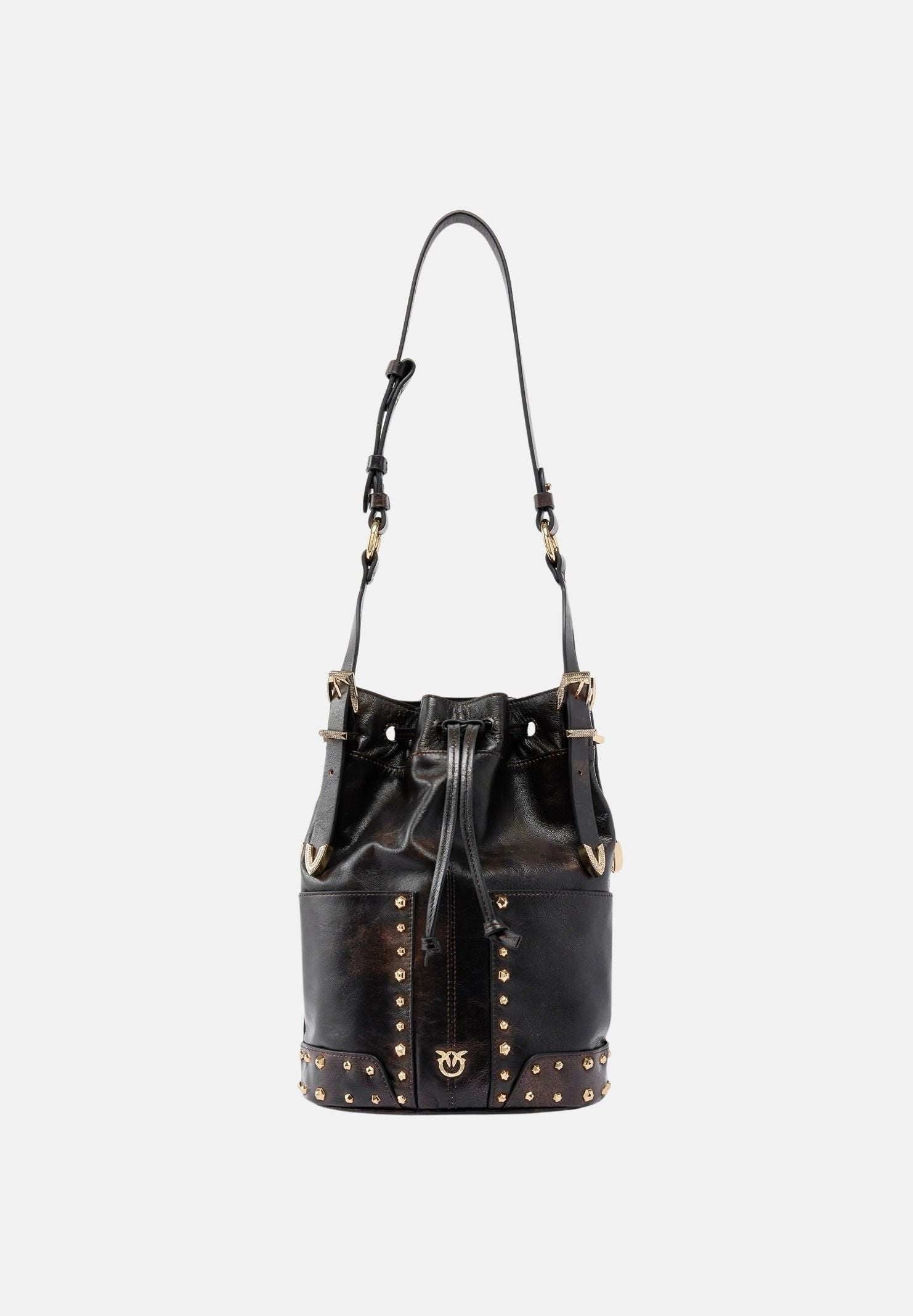 PINKO Borsa mini a tracolla dark brown-gold marrone scuro da donna 107652A3MA L64Y PINKO 