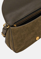 PINKO Borsa a spalla LOVE SATCHEL CLASSIC verde oliva scuro da donna in suede scamosciata 107655A0F6 V65Q PINKO 