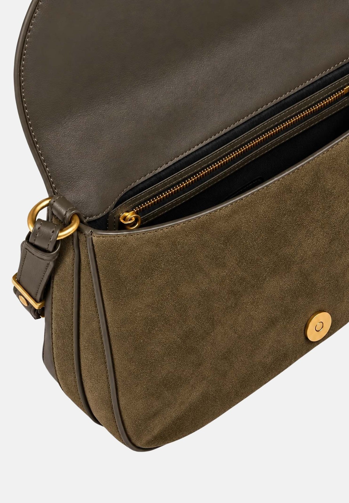 PINKO Borsa a spalla LOVE SATCHEL CLASSIC verde oliva scuro da donna in suede scamosciata 107655A0F6 V65Q PINKO 