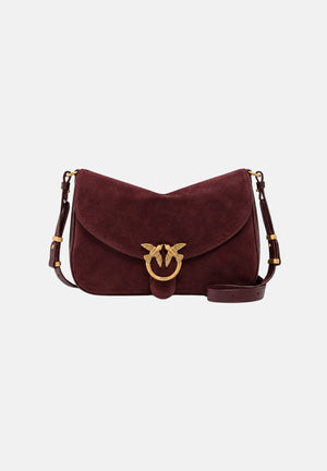 PINKO Borsa a spalla  LOVE SATCHEL CLASSIC borgogna bordeaux da donna con effetto pelle scamosciata 107655A0F6 W34Q PINKO 