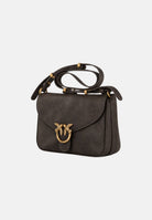 PINKO Borsa a spalla LOVE BIRDS marrone testa di moro da donna in suede scamosciata 107656A3LO L64Q PINKO 