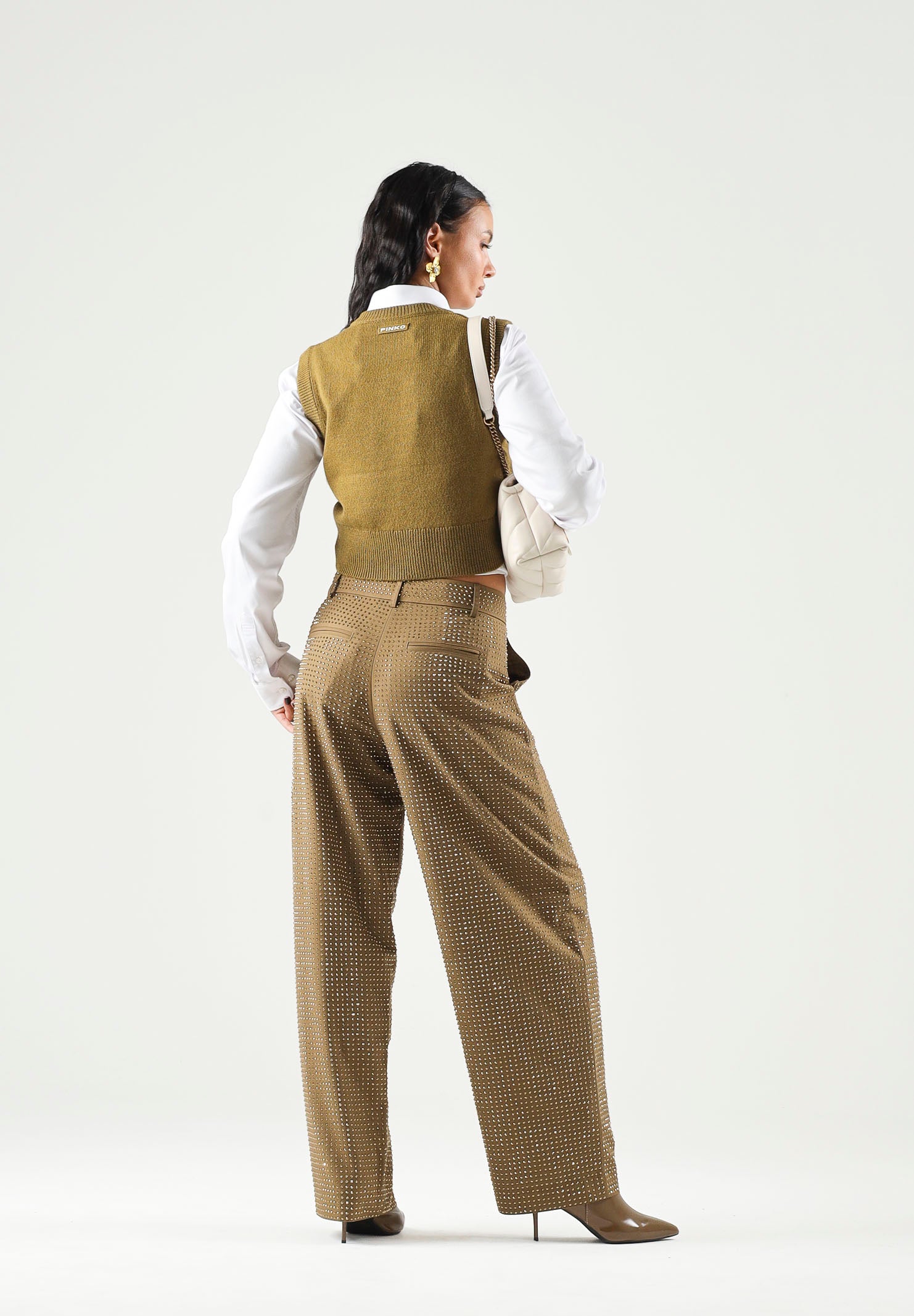 PINKO Pantaloni SOLOPACA PANTS Noce Cinereo, marrone da donna con linea barrel 107667A3M0 V67 PINKO 