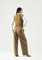 PINKO Pantaloni eleganti SOLOPACA PANTS Noce Cinereo, marrone da donna con linea barrel e applicazioni di strass all over. 107667A3M0 V67 PINKO 