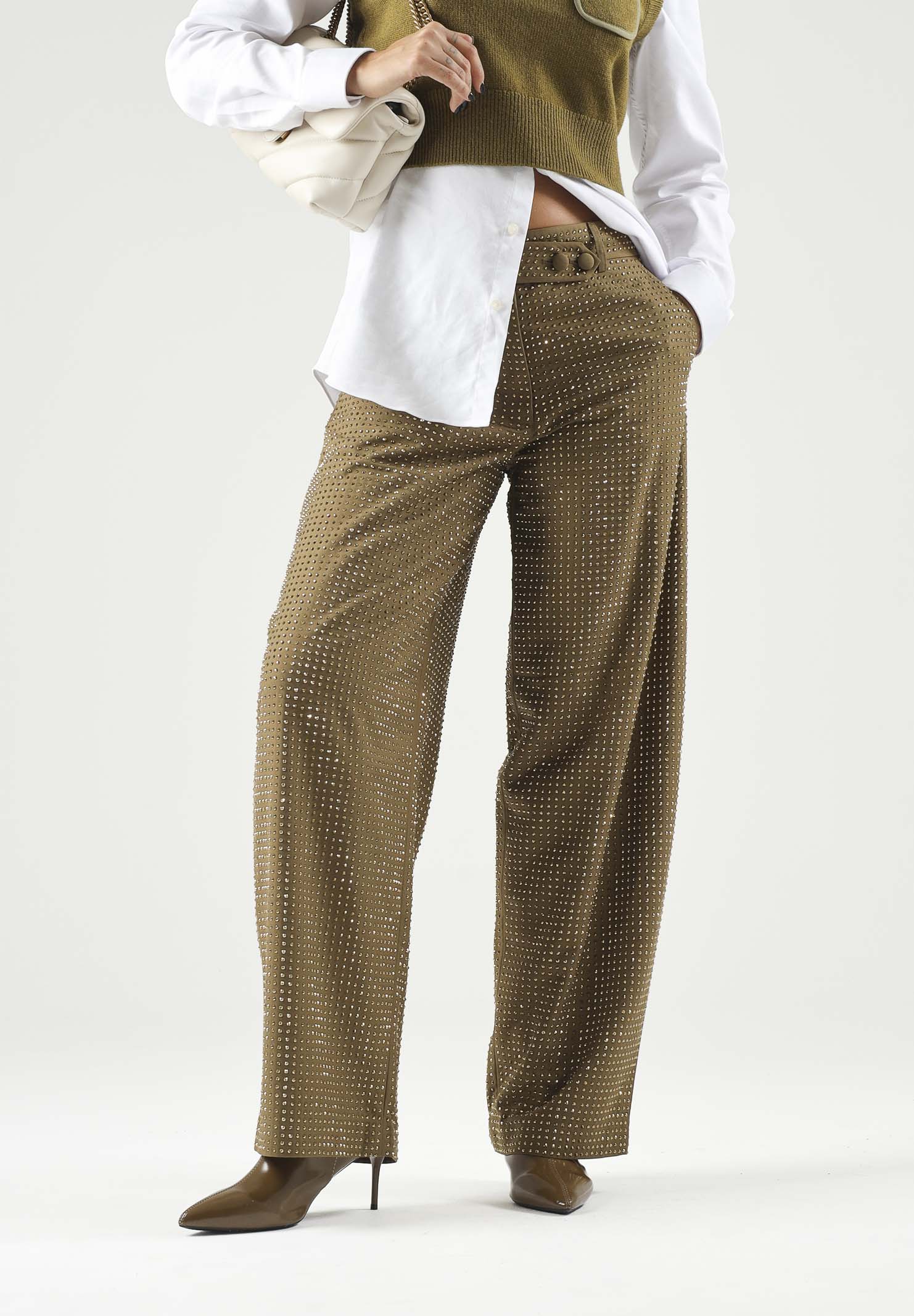 PINKO Pantaloni SOLOPACA PANTS Noce Cinereo, marrone da donna con linea barrel 107667A3M0 V67 PINKO 
