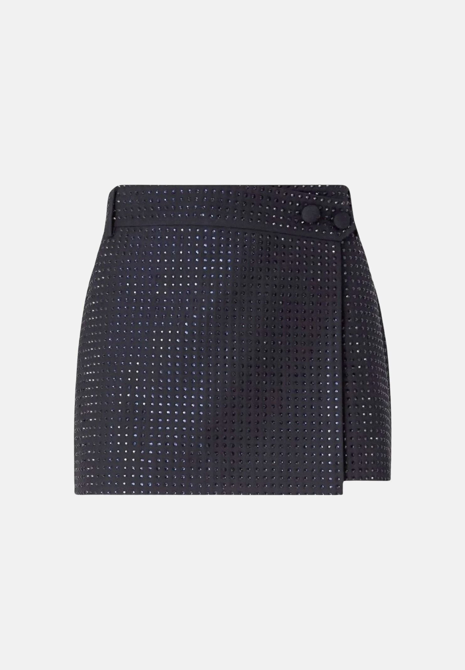 PINKO Gonna SOAVE SKIRT Blu Iride, da donna con applicazioni di strass all-over. 107674A3M0 G56 PINKO 