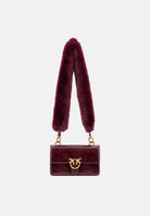 PINKO Borsa a tracolla LOVE ONE MINI borgogna bordeaux da donna con doppia tracolla, di cui una effetto pelliccia 107676A3LP W34Q PINKO 