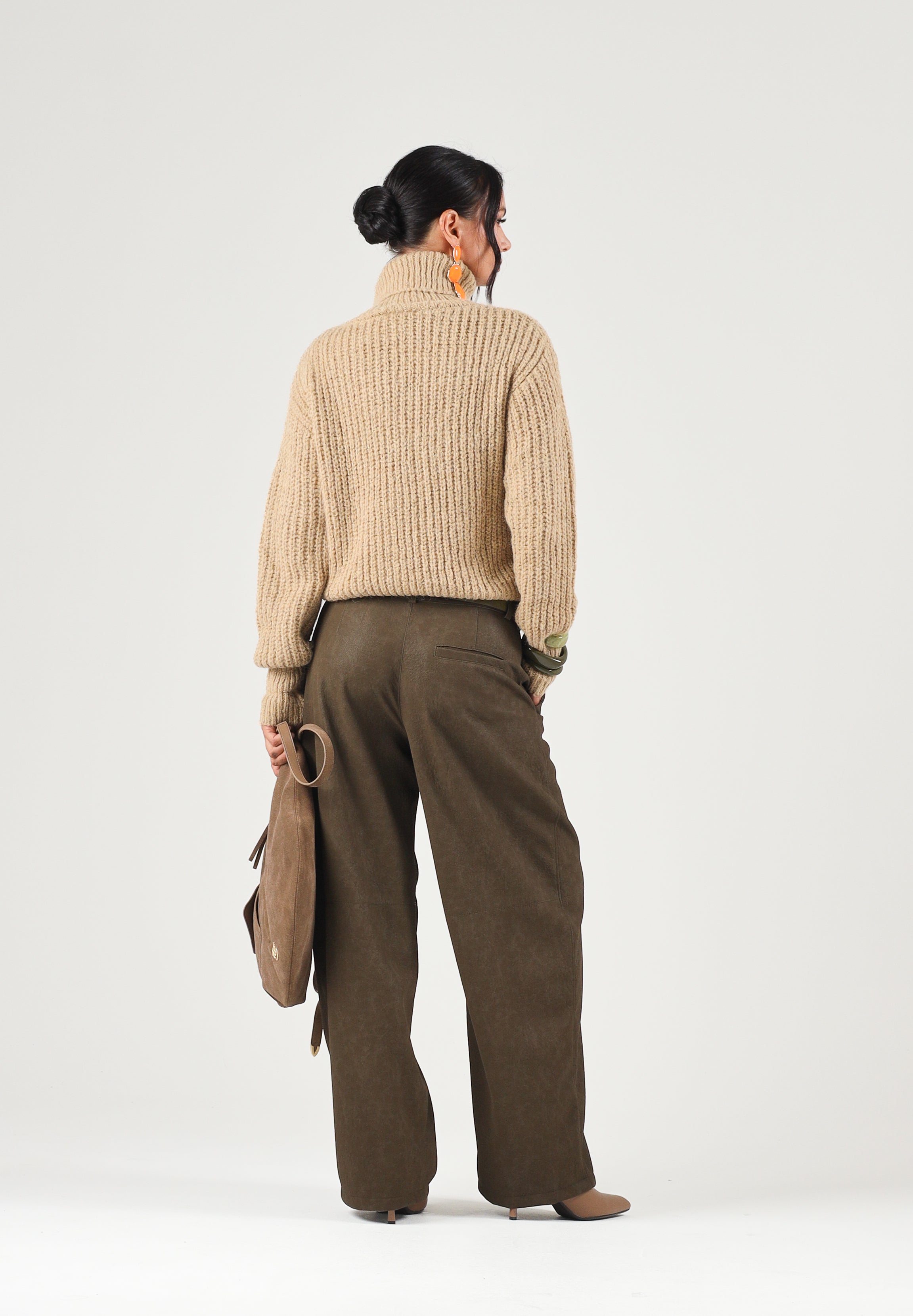 PINKO Pantalone BAROLO verde faggiano per donna con tasche e chiusura frontale con bottone. 107710A3MD X51 PINKO 