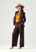 PINKO Pantaloni BALBINO marrone oltre da donna con gamba ampia. 107712A3MS M04 PINKO 