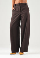 PINKO Pantaloni BALBINO marrone oltre da donna con gamba ampia. 107712A3MS M04 PINKO 