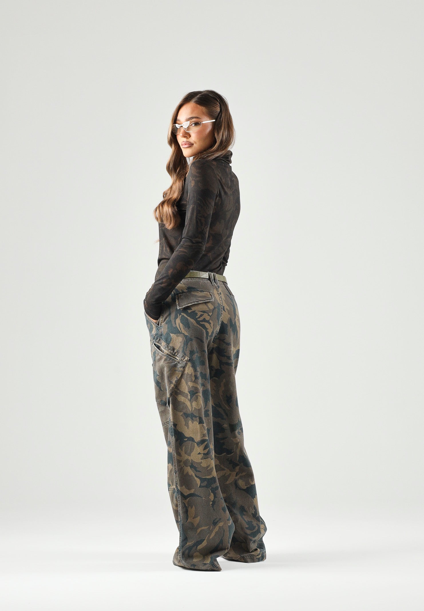 PINKO Jeans cargoHAIKU multicolor da donna con stampa camouflage floreale 107766A3NZ SD3 PINKO 