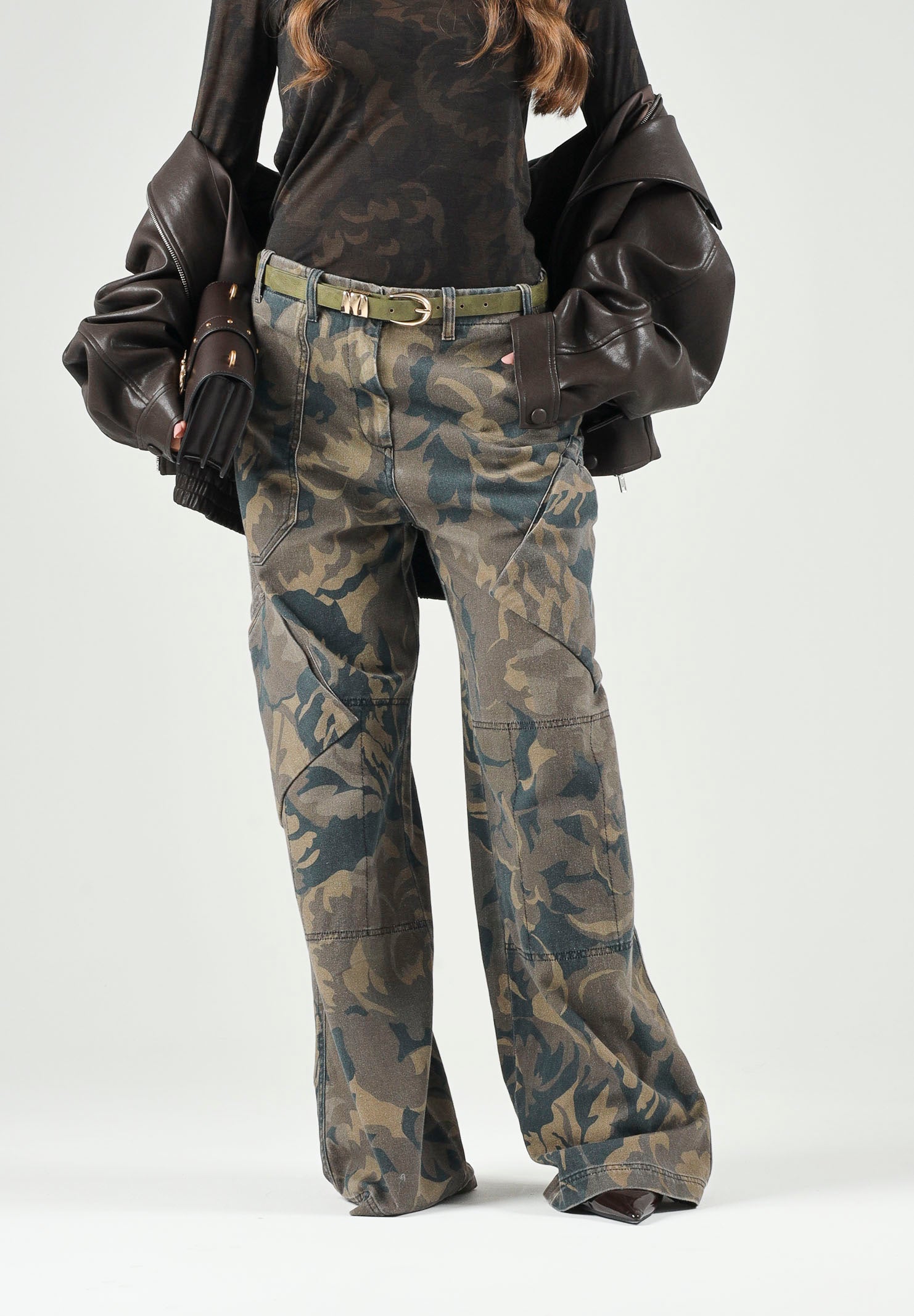 PINKO Jeans cargoHAIKU multicolor da donna con stampa camouflage floreale 107766A3NZ SD3 PINKO 