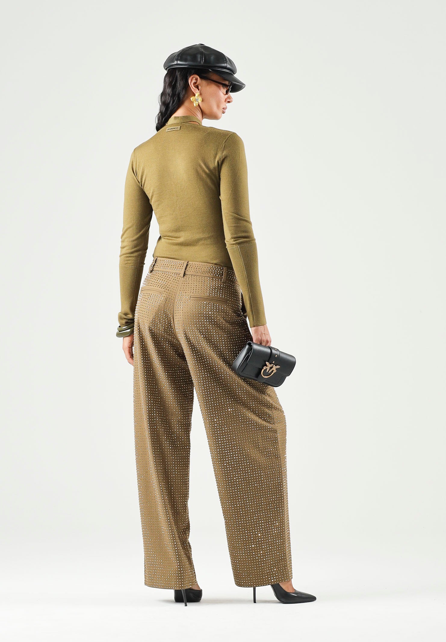 PINKO Maglia SOFFIO SWEATER Verde Lucertola, verde oliva, donna. 107775A3O1 V63 PINKO 