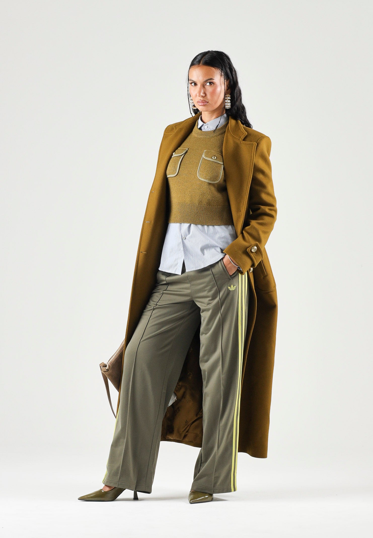 PINKO Verici Cappotto lungo misto  lana verde abete da donna con bottoni Love Birds.<BR/> 107783A3O3 V62 PINKO 