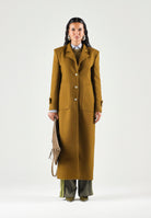 PINKO Verici Cappotto lungo misto  lana verde abete da donna con bottoni Love Birds.<BR/> 107783A3O3 V62 PINKO 