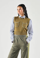PINKO Gilet BELATO in maglia verde lucertola da donna  con tasche applicate 107799A3OH V63 PINKO 