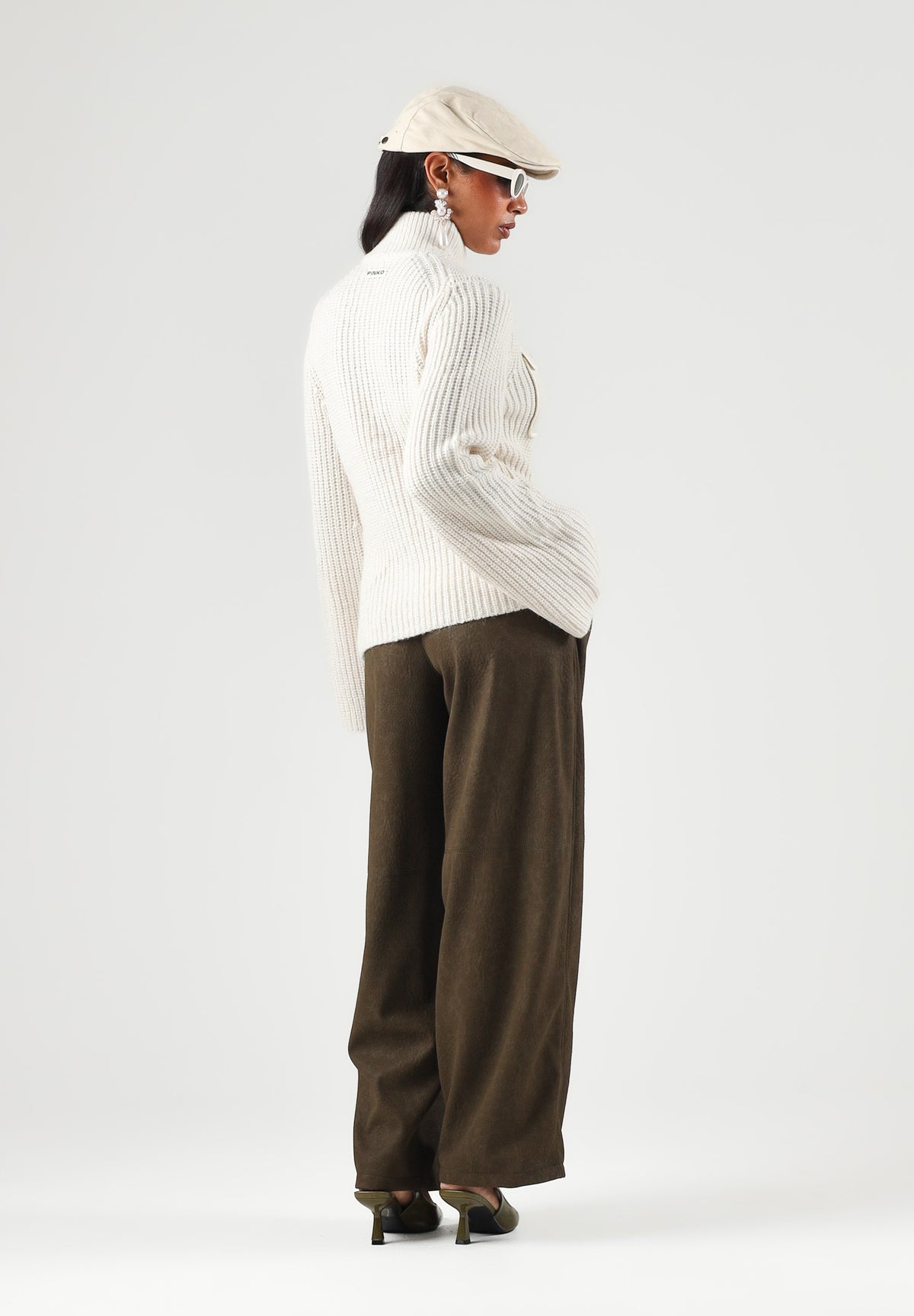 PINKO Cardigan PISPIGLIO bianco purezza per donna con bottoni metallici e taschini frontali 107802A3OH Z06 PINKO 