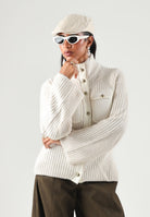PINKO Cardigan PISPIGLIO bianco purezza per donna con bottoni metallici e taschini frontali 107802A3OH Z06 PINKO 