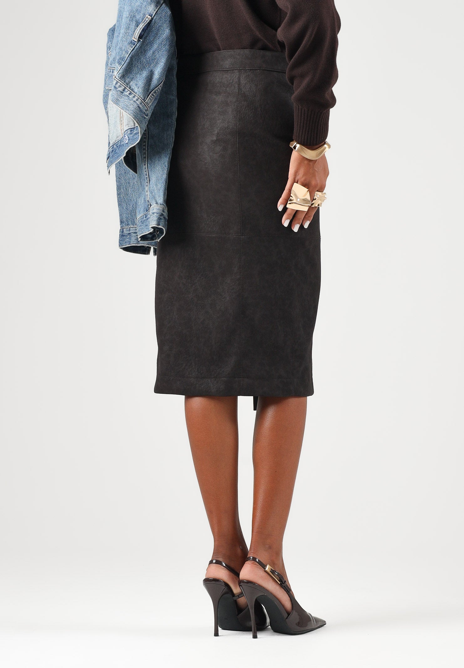 PINKO Gonna midi MONTIANO marrone oltre per donna con spacco frontale e zip con tiralampo Love Birds. 107806A3MD M04 PINKO 