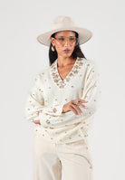 PINKO Maglia PIGOLIO bianco purezza da donna con applicazioni 107878A3P5 Z06 PINKO 