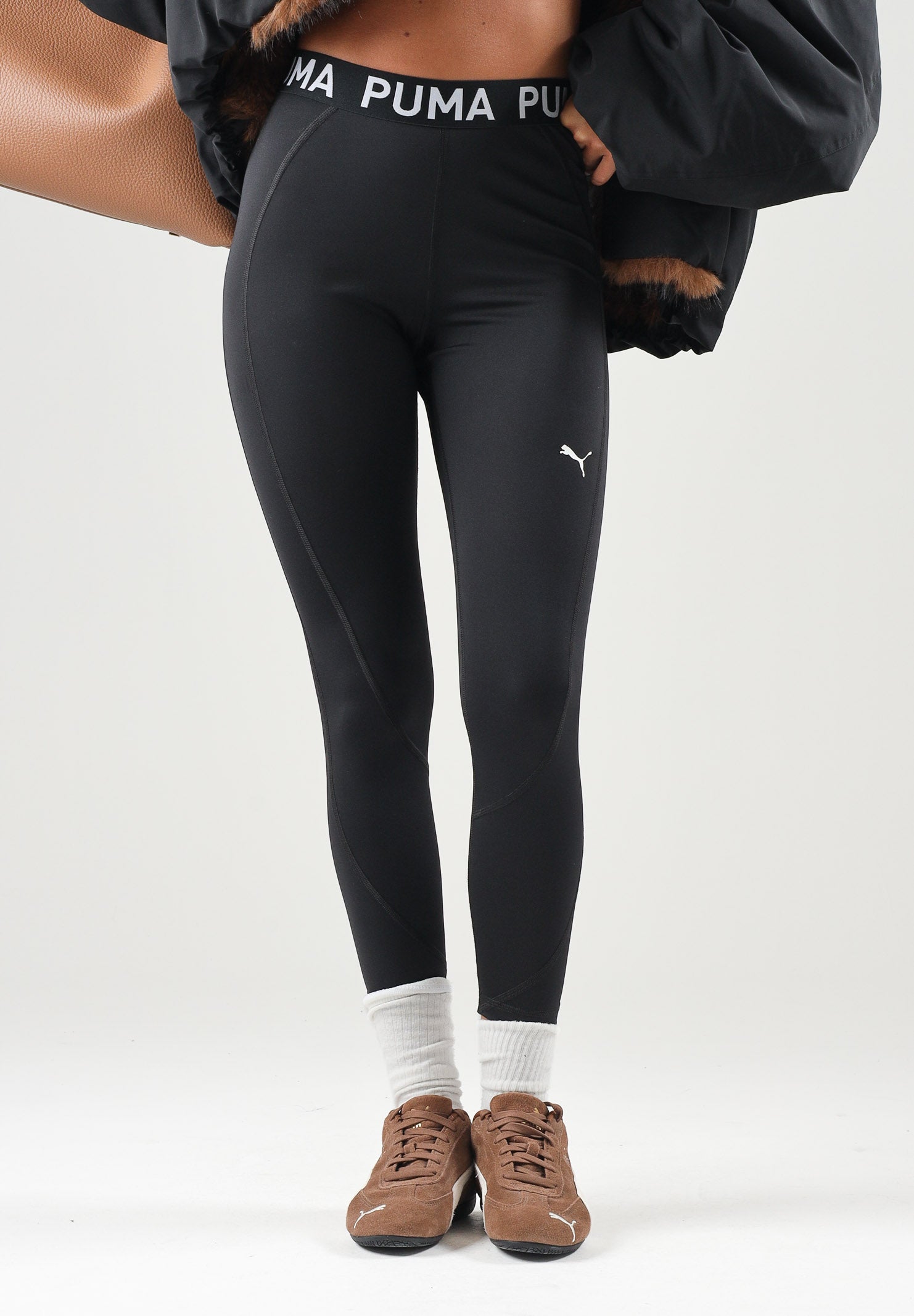 PUMA Leggings  STRONG nero da donna con fascia in vita logata 526000 01 PUMA 